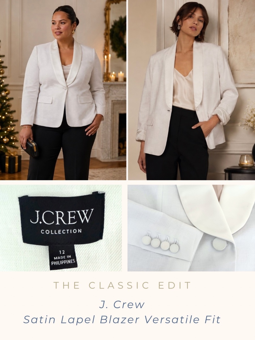J. Crew Alexandra White Shawl Collar Blazer Linen Blend Versatile Fit